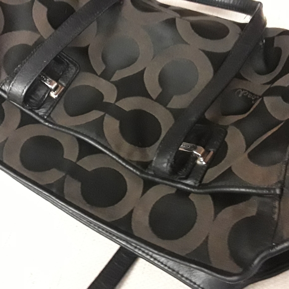 Coach Black Sheen C Purse Satchel - Picture 1 of 8